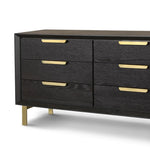 Aspen Dark Wooden 6-Drawer Chest of Drawers with Copper Handles-Esme Furnishings