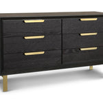 Aspen Dark Wooden 6-Drawer Chest of Drawers with Copper Handles-Esme Furnishings