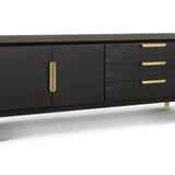 Aspen Textured Coffee Oak Veneer Sideboard 2-doors and 3-drawers-Esme Furnishings