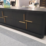Bristol Textured Dark Brown Oak Veneer Media Unit with Gold Handles-Esme Furnishings