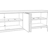 Kyoto 4-Door Sideboard Textured Grey Oak Veneer With Brushed Brass Feet-Esme Furnishings