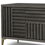 Kyoto 4-Door Sideboard Textured Grey Oak Veneer With Brushed Brass Feet-Esme Furnishings