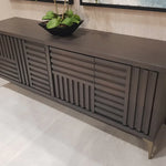 Kyoto 4-Door Sideboard Textured Grey Oak Veneer With Brushed Brass Feet-Esme Furnishings