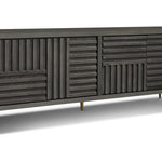 Kyoto 4-Door Sideboard Textured Grey Oak Veneer With Brushed Brass Feet-Esme Furnishings
