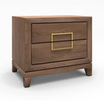 Lucca 2-Drawer Bedside Cabinet in Walnut with Gold Handles-Esme Furnishings