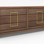 Lucca 6-Drawer Chest of Drawers in Walnut With Gold Handles-Esme Furnishings