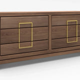 Lucca 6-Drawer Chest of Drawers in Walnut With Gold Handles-Esme Furnishings