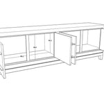 Lucca Media Unit with Grey/Taupe Coloured Oak Veneer and Gold Handles-Esme Furnishings