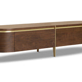 Berkeley Designs Malibu Natural Walnut Media Unit with Gold Brass Handles