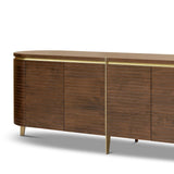 Berkeley Designs Malibu Natural Walnut Curved Sideboard with Gold Brass Handles
