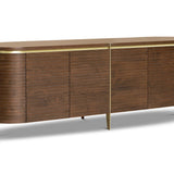 Berkeley Designs Malibu Natural Walnut Curved Sideboard with Gold Brass Handles