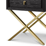 Oxford 1-Drawer Side Table Textured Espresso Oak with Gold Handles-Esme Furnishings