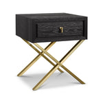 Oxford 1-Drawer Side Table Textured Espresso Oak with Gold Handles-Esme Furnishings