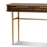 Berkeley Designs Paris Natural Walnut Console Table with Gold Brass Handles
