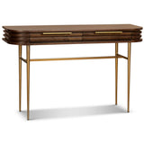 Berkeley Designs Paris Natural Walnut Console Table with Gold Brass Handles