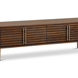 Paris Natural Walnut Media Unit with Gold Brass Handles-Esme Furnishings