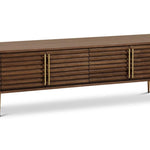 Paris Natural Walnut Media Unit with Gold Brass Handles-Esme Furnishings