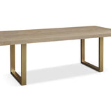 Valencia Grey Parquet Top Dining Table with Gold Brass Base-Esme Furnishings