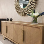 Valencia Sideboard 4-Door Sideboard Natural Grey Oak In Parquet Style-Esme Furnishings