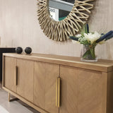 Valencia Sideboard 4-Door Sideboard Natural Grey Oak In Parquet Style-Esme Furnishings