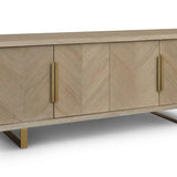 Valencia Sideboard 4-Door Sideboard Natural Grey Oak In Parquet Style-Esme Furnishings