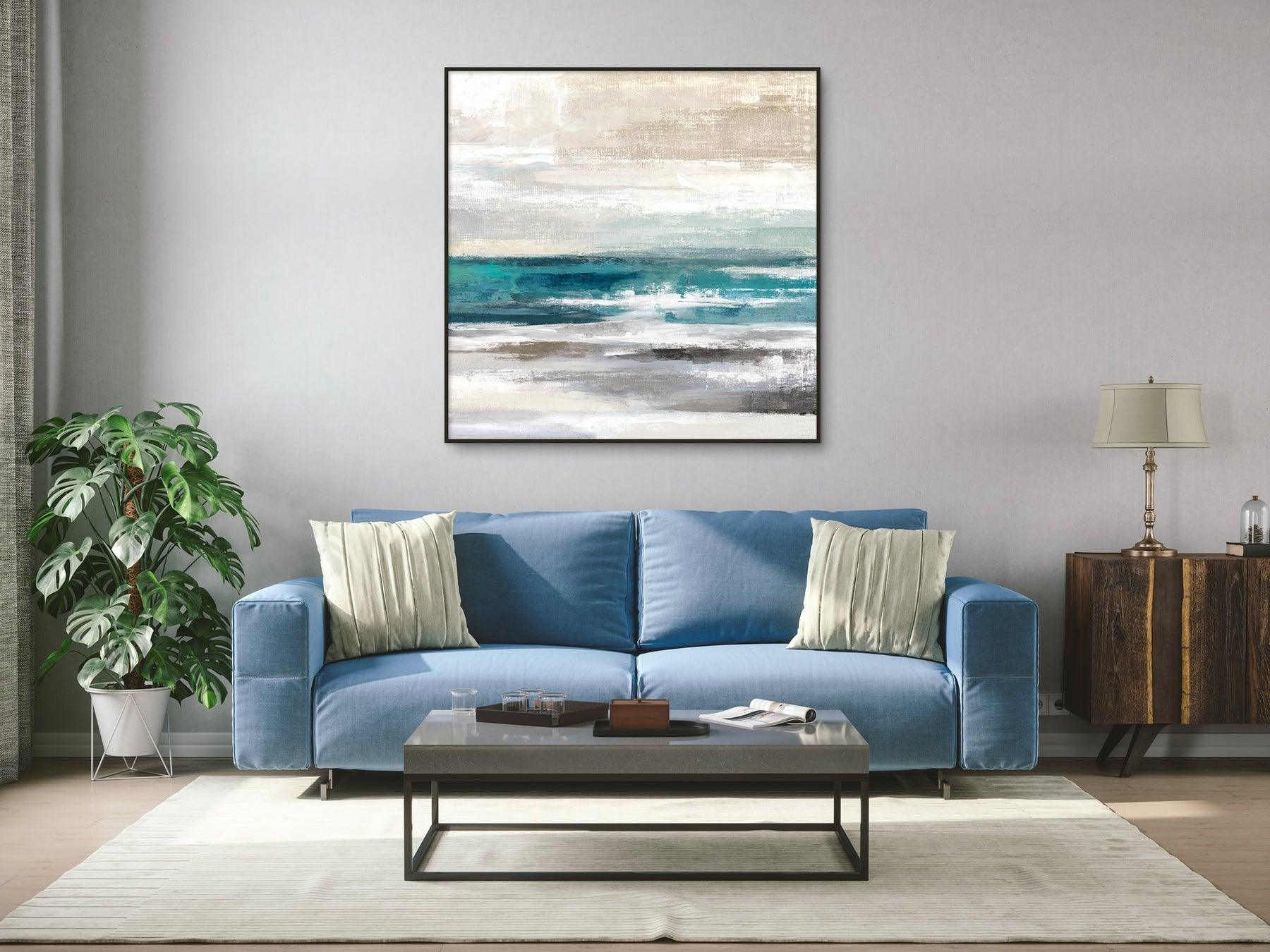 Large Abstract Oil on Canvas 02 with a Black Frame-Esme Furnishings