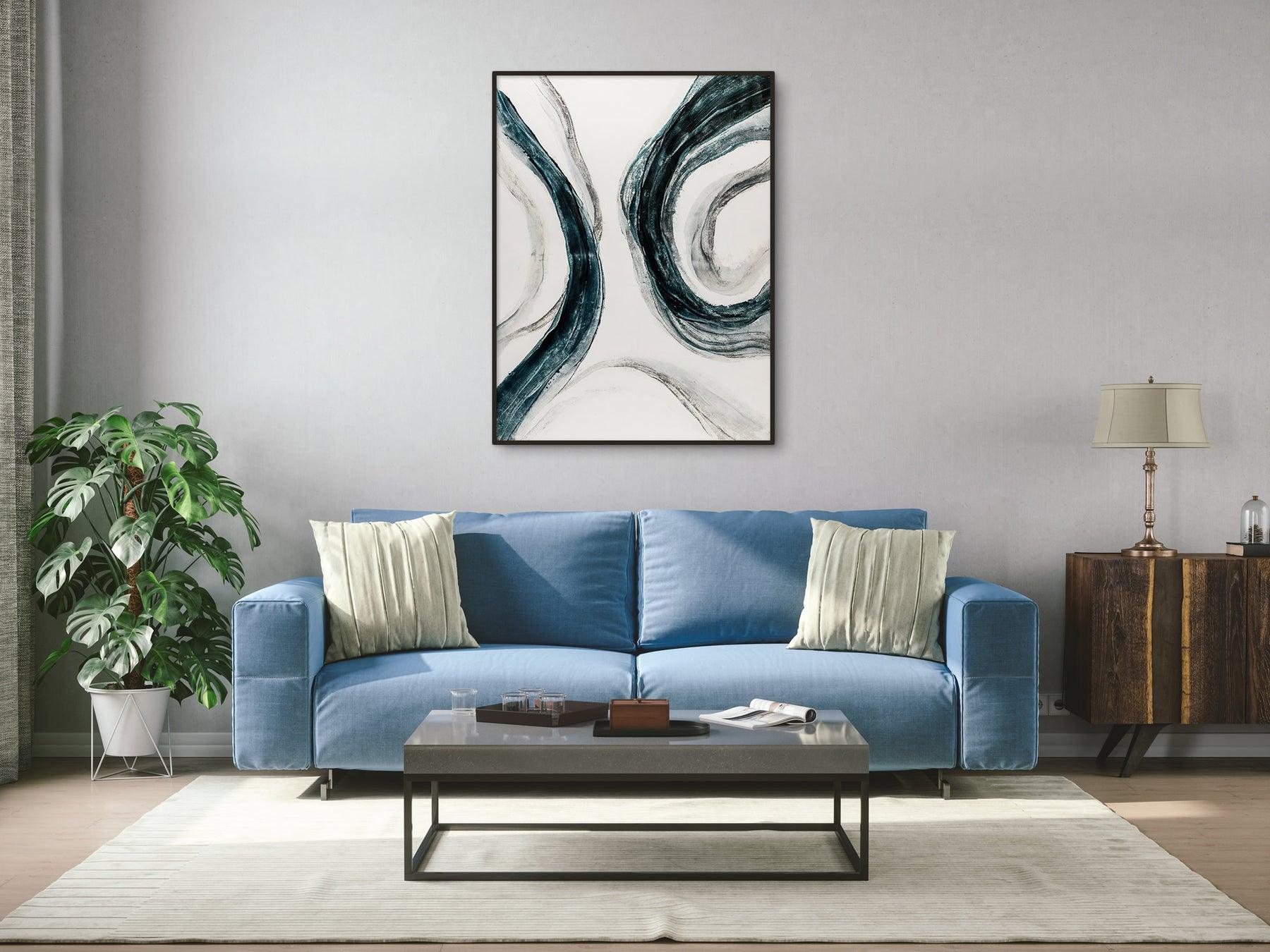 Palette Knife Textures Oil on Canvas 04 with a Black Frame-Esme Furnishings