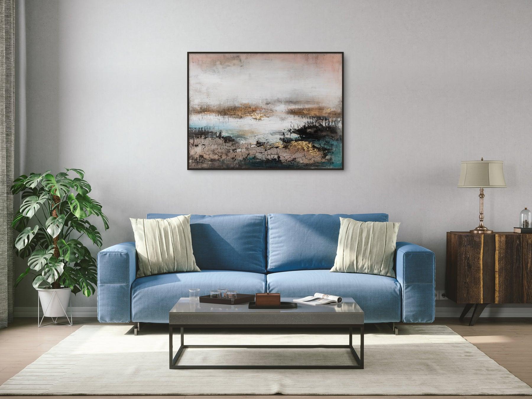 Palette Knife Textures Oil on Canvas 05 with a Black Frame-Esme Furnishings