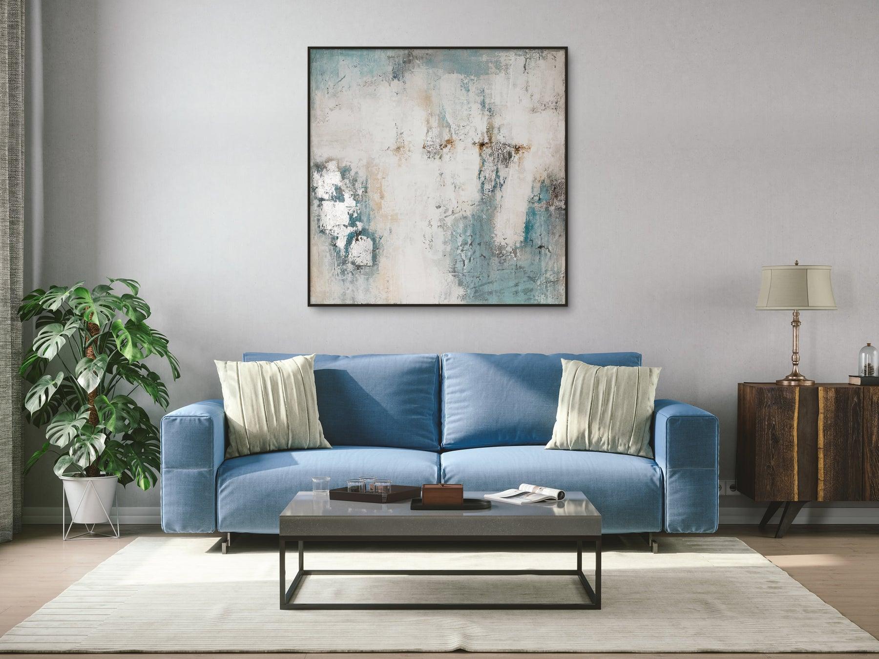 Palette Knife Textures Oil on Canvas 08 with a Black Frame-Esme Furnishings