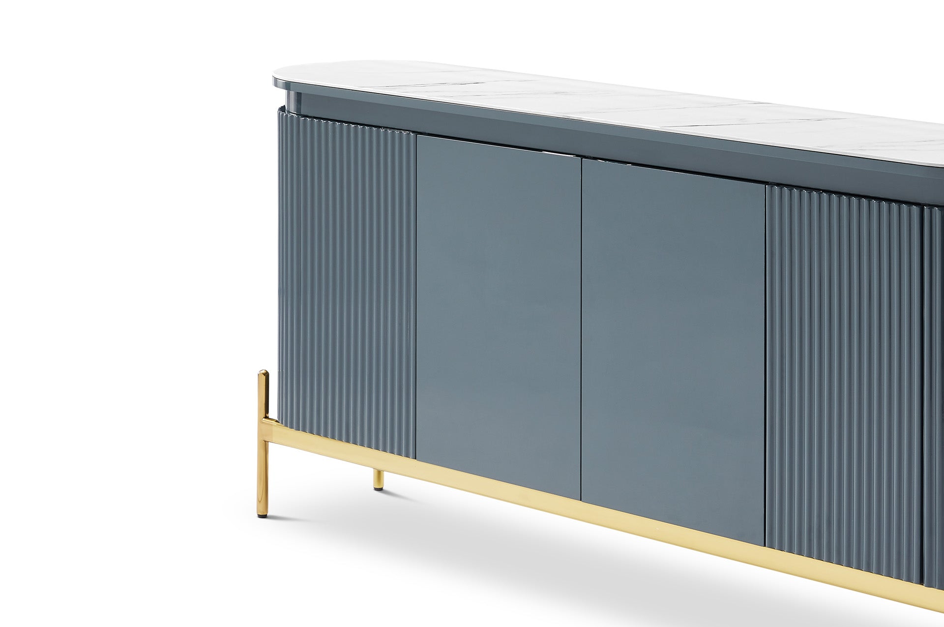 Berkeley Designs Knightsbridge Dark Blue High Gloss Ceramic Marble 4 Door Sideboard