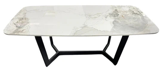 Lucien 120cm Ceramic White Coffee Table Black Legs