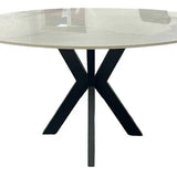 Phoenix 130cm Round White Ceramic Marble Fixed Dining Table