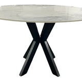 Phoenix 110cm Round White Ceramic Marble Fixed Dining Table