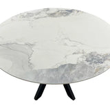 Phoenix 130cm Round White Ceramic Marble Fixed Dining Table