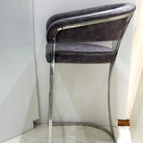 Savoy Luxury Grey & Silver Fabric Bar Stool Chrome Legs