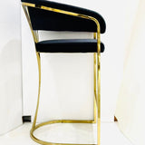 Savoy Luxury Black & Gold Velvet Bar Stool Gold Legs