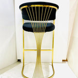Savoy Luxury Black & Gold Velvet Bar Stool Gold Legs