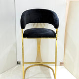 Savoy Luxury Black & Gold Velvet Bar Stool Gold Legs