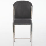 Favian Luxury Grey & Silver Velvet Bar Stool Chrome Legs