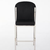 Favian Luxury Black & Silver Velvet Bar Stool Chrome Legs