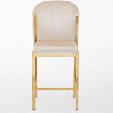 Favian Luxury Cream & Gold Velvet Bar Stool Gold Legs