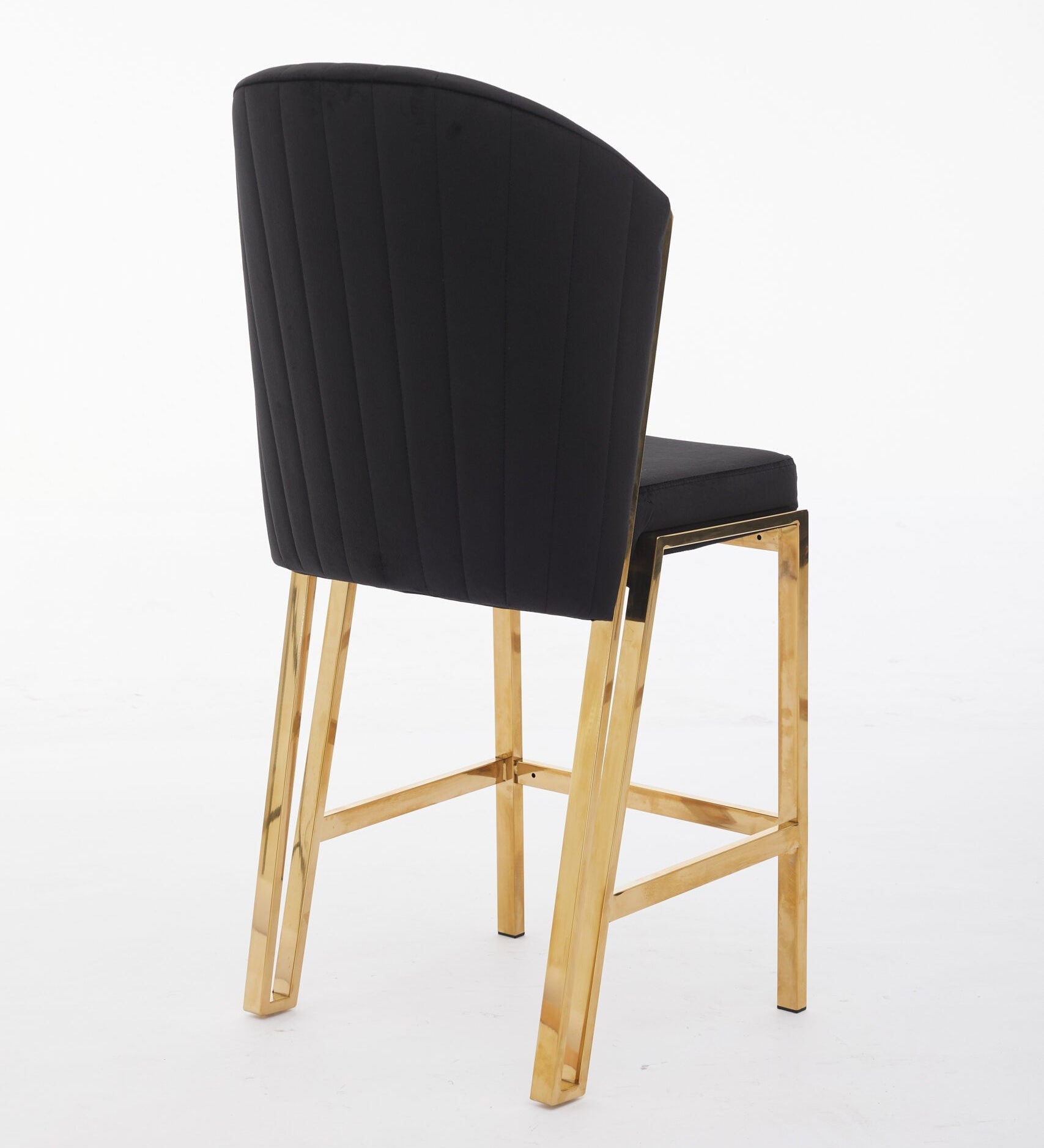 Favian Luxury Black & Gold Velvet Bar Stool Gold Legs