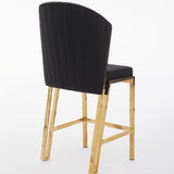 Favian Luxury Black & Gold Velvet Bar Stool Gold Legs