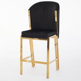 Favian Luxury Black & Gold Velvet Bar Stool Gold Legs