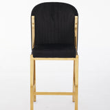 Favian Luxury Black & Gold Velvet Bar Stool Gold Legs