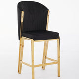 Favian Luxury Black & Gold Velvet Bar Stool Gold Legs