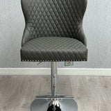 Valentino Grey PU Faux Leather Button Back Lion Knocker Barstool