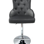 Majestic Grey Brushed Velvet Bar Stool With Lion Knocker-Esme Furnishings