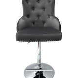 Majestic Grey Brushed Velvet Bar Stool With Lion Knocker-Esme Furnishings