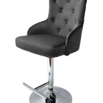 Majestic Grey Brushed Velvet Bar Stool With Lion Knocker-Esme Furnishings
